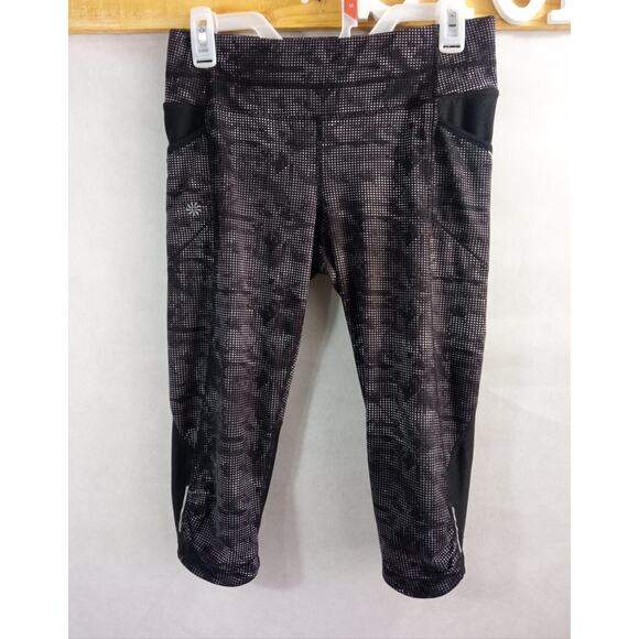 Athleta Leggings Women's Cropped Gray Black Camo Pattern Joggers Stretch Yoga S - Picture 2 of 8